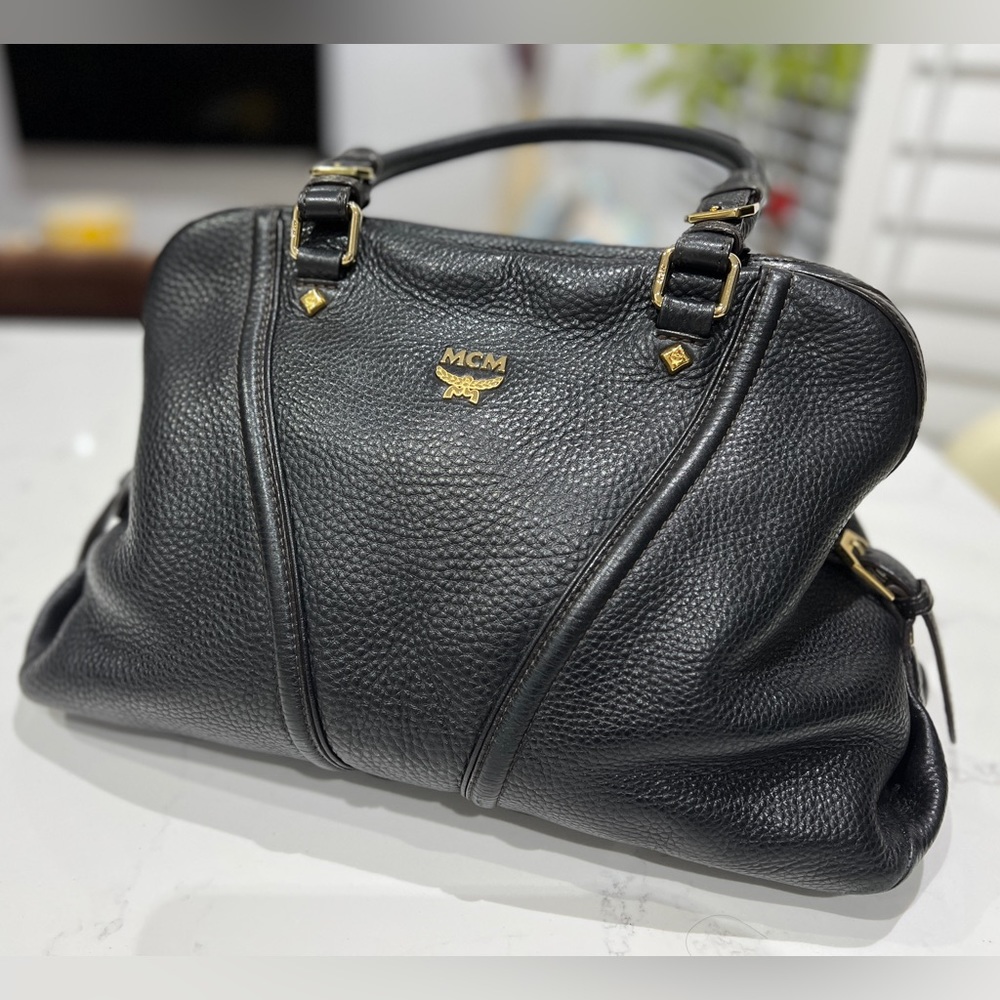 MCM leather satchel bag. Medium size. Full grain leather.